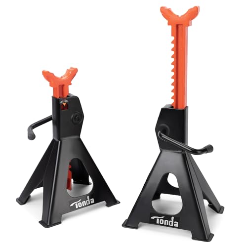 TONDA Jack Stands 3 Ton, Extra Tall Heavy Duty Car Jack Stand, 13.39-21.06 inch Adjustable Height for SUV, MPV and UTV/ATV, Black, 1 Pair