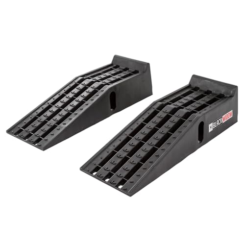 Black Widow Plastic Car Service Ramps - Lifts Vehicles 6.25' H for Maintenance or Oil Changes - Each Ramp is 12' W and 10,000 lbs. Capacity Per Pair-Pack of Two