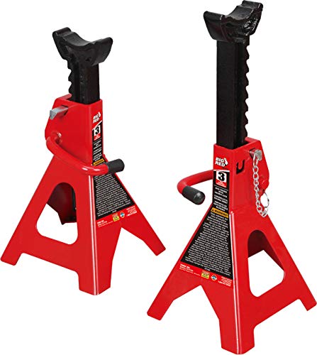 BIG RED T43002A Torin Steel Jack Stands: Double Locking, 3 Ton (6,000 lb) Capacity, Red, 1 Pair