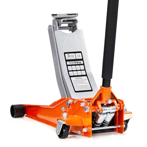 Bonnlo 3 Ton Low Profile Floor Jack,Lifting Range 2.95' to 20.1' Horizontal Hydraulic for Garage, Workshop and Vehicle Maintenance