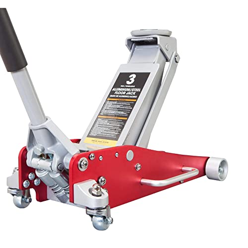 big red at830011lr torin hydraulic low profile aluminum and steel racing floor jack with dual piston quick lift pump, 3 ton (6,000 lb) capacity, red