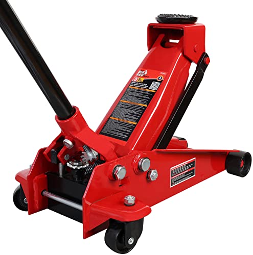 big red t830025 torin hydraulic floor jack with single quick lift piston pump, 3 ton (6,000 lb) capacity, red