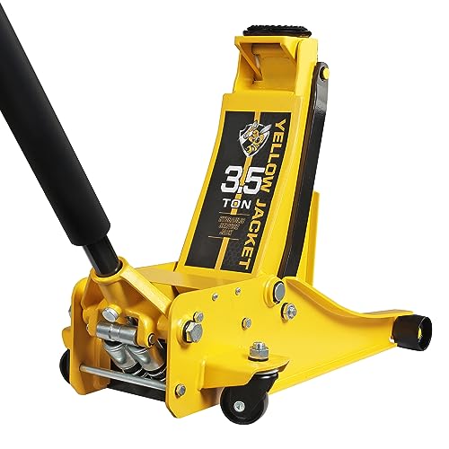 yellow jacket 3.5 ton low profile floor jack quickly lift hydraulic car jack with dual pumps, 7700 lb capacity