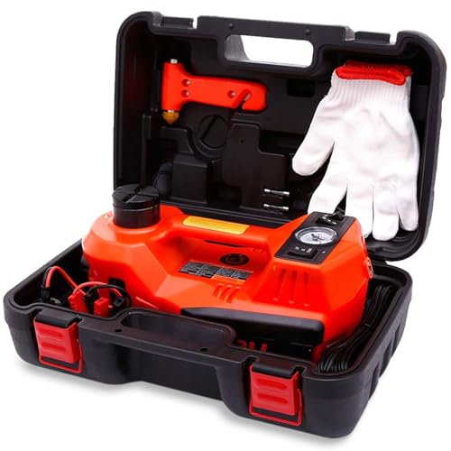 FEANISIFEI Electric Car Jack 5 Ton 12V Floor Jack with Inflator Pump Portable Hydraulic Jack Vehicle Lift for Car SUV Sedan MPV Tire Change with Led Light