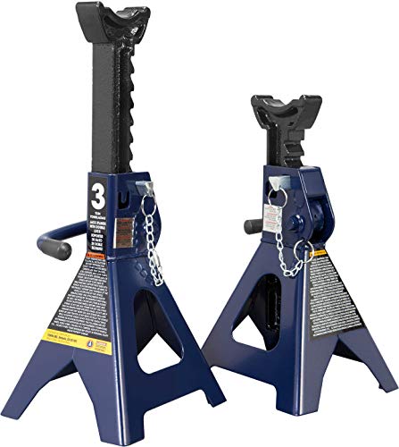tce 3 ton (6,000 lbs) capacity double locking steel jack stands, 2 pack, blue, at43002au