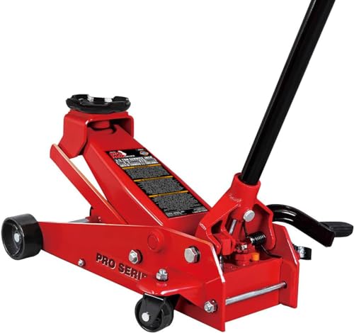 BIG RED T83012 Torin Pro Series Hydraulic Floor Jack with Single Quick Lift Piston Pump and Foot Pedal, 3.5 Ton (7,000 lb) Capacity, Red