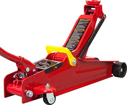 big red tam825051-1 torin hydraulic low profile trolley floor jack with single piston quick lift pump, 2.5 ton (5,000 lb.) capacity, red