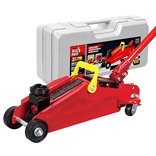 BIG RED TAM82012 Torin Hydraulic Trolley Service/Floor Jack with Blow Mold Carrying Storage Case, 2 Ton (4,000 lb) Capacity, Red