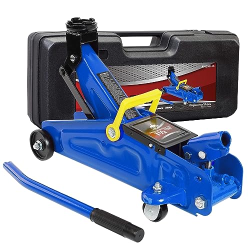 jack boss floor jack 1.5 ton (3,300 lbs) hydraulic car jack with storage case, lifting range from 5.31 inch to 13.2 inch, fits sedans automotive