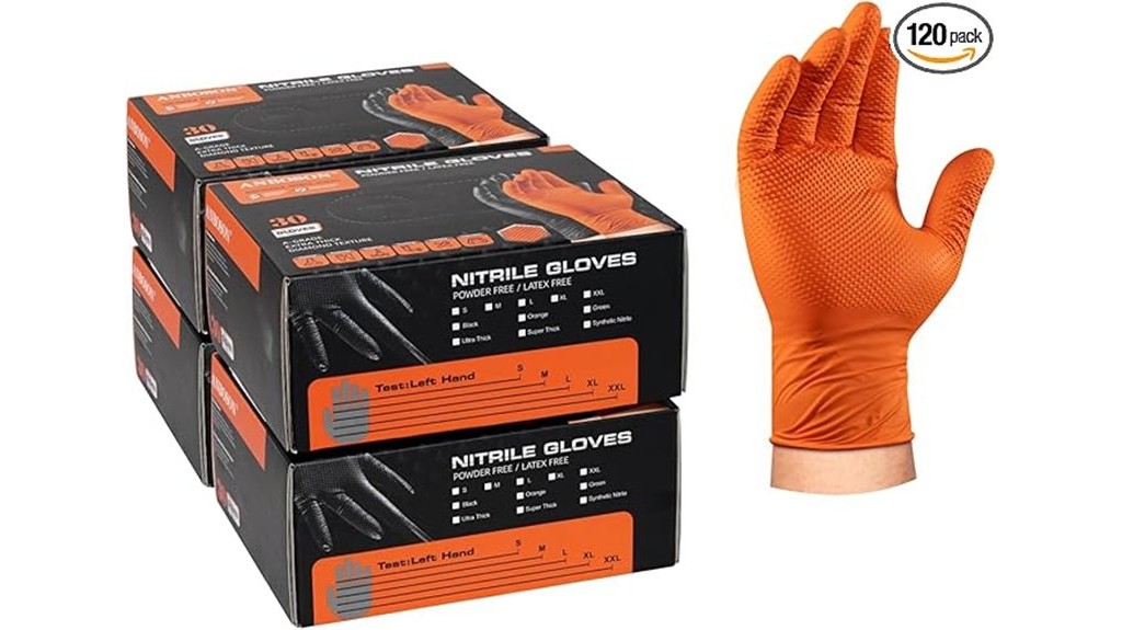 large orange nitrile gloves