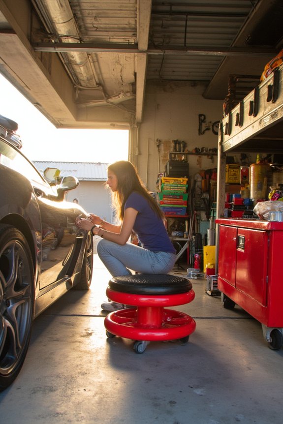 FREEKYROCK Rolling Stool Review: Comfort and Functionality 5 vibrant red energizes workspace