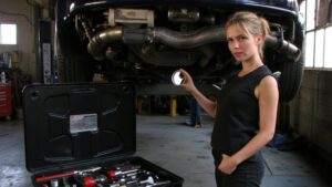 inspecting used car exhaust