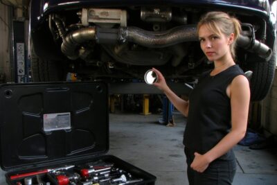 inspecting used car exhaust