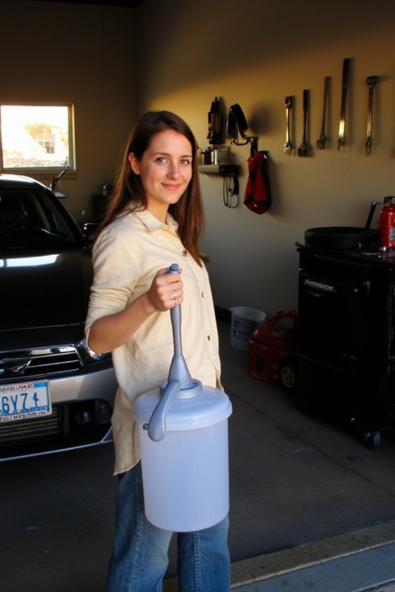 Performance Tool W4078 Oil Drain Container Review 5 integrated handle for portability